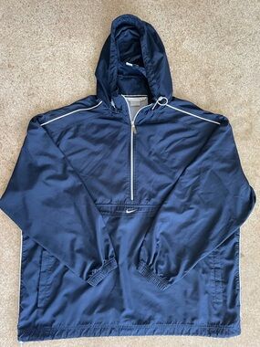 Nike Men’s Navy Hooded Windbreaker with Reflective Piping